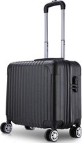 Petite valise à main 16 pouces, bagage peu encombrant, valise de voyage en ABS, bagage adapté aux voyages d'affaires, étui rigide, valise à coque rigide avec serrure TSA et 4 roues (noir), noir
