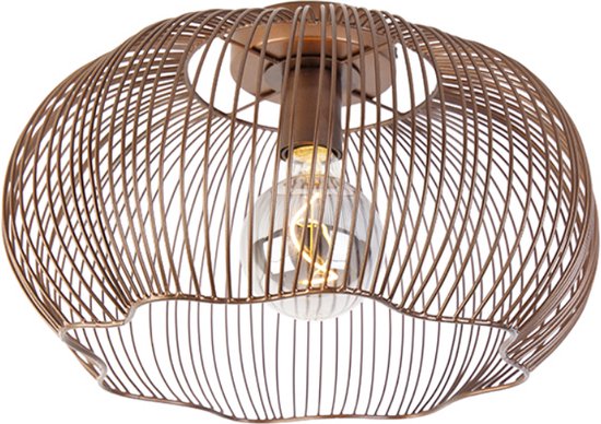 QAZQA finn - Industriele Plafondlamp - 1 lichts - Ø 40 cm - Koper - Industrieel - Woonkamer | Slaapkamer | Keuken