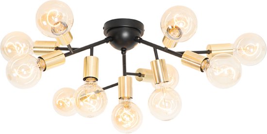 QAZQA juul - Design Plafondlamp - lichts - Ø - Zwart Goud - Woonkamer | Slaapkamer | Keuken