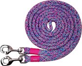 Teugels met afwerking rozemix/roze maat minishet (2 meter) | groen, lime, sturen, touwproducten, paard
