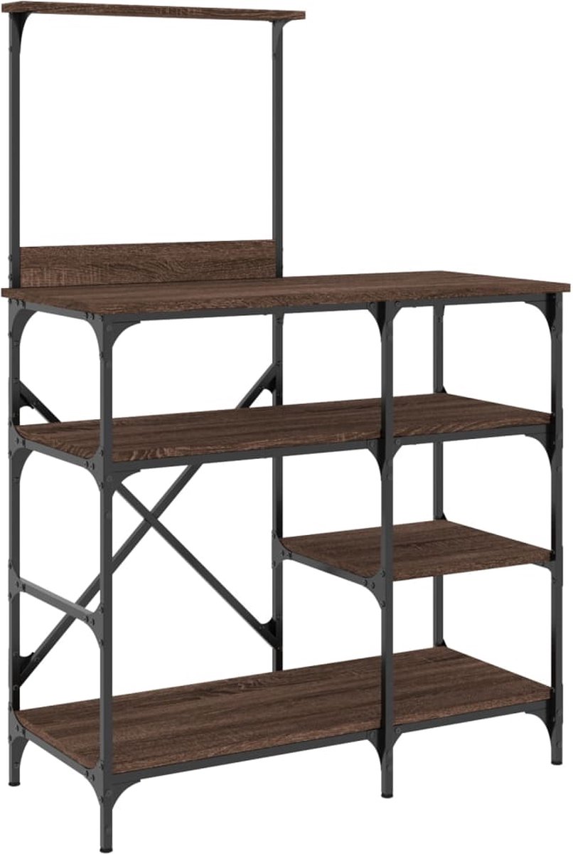vidaXL - Bakkersrek - 90x40x132 - cm - bewerkt - hout - en - metaal - bruin - eikenkleur