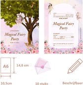 Birthday Bash - 10 Luxe uitnodigingen + enveloppen - Feeën - Sprookje - Kinderfeestje - Parelmoer luxe - Uitnodiging kinderfeestje meisje- Magical Fairy kinderfeestje