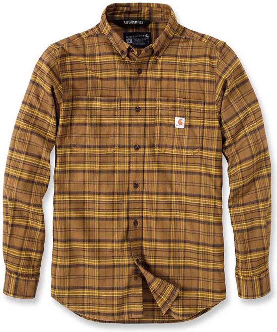 Carhartt - Rugged Flex - Flannel Plaid Shirt - Oak Brown - Heren - maat L (valt als XL)