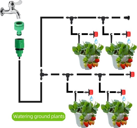 EraGreen Aquadrip Druppelirrigatieset – 60 M Slang Met Drukcompensatie, Geschikt Voor Kas, Borders En Moestuin