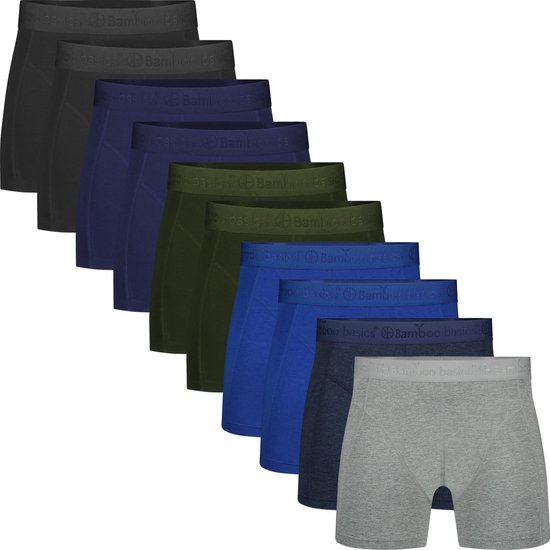 Boxershorts Rico (10-pack) - Zwart, Navy, Army, Blauw, Jeans Melange & Grey Melange XXL