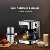 Mima® Cafetière - Machine à expresso - Machine à café - Moulin à café - Argent - Mousseur à lait - Machine à Café à piston - Chauffe-tasse à café - Aspect Luxe