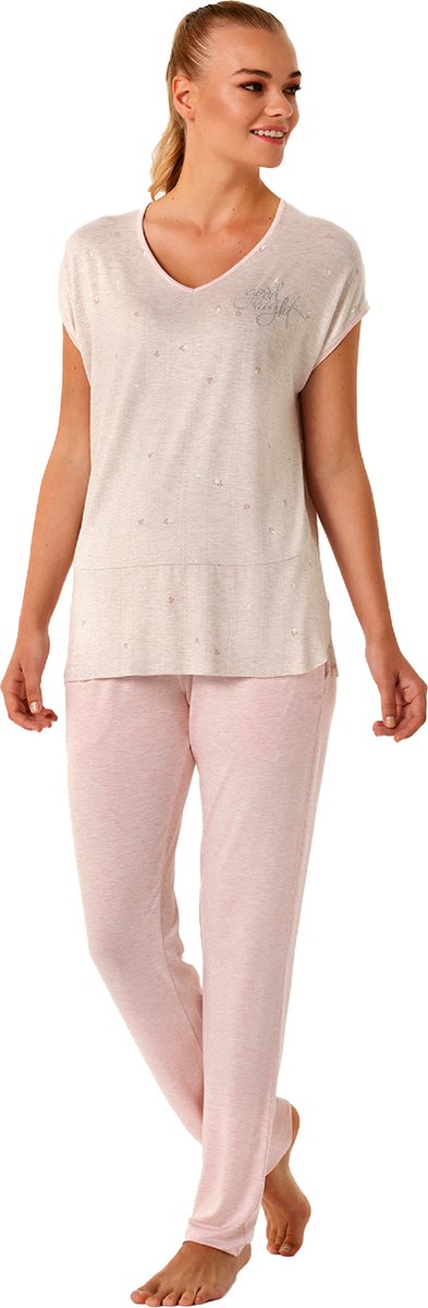 Feyza - Dames Pyjama Set, Korte Mouwen, Roze - XL