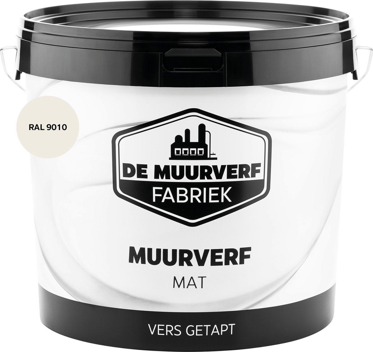 De Muurverffabriek - Muurverf - RAL 9010 - 10 liter - wit - mat - muurverf voor binnen - spat nauwelijks - dekt zeer goed - voor muren en plafonds - droogt snel - geuram - gecertificeerd - streeploos eindresultaat