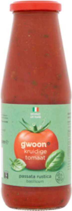 Gwoon - Passata rustica basilicum - 690g - Tray 12 fles - Voordeelverpakking