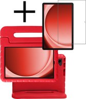 Hoesje Geschikt voor Samsung Galaxy Tab A9 Plus Hoesje Kinderhoes Shockproof Hoes Kids Case Met Screenprotector - Rood
