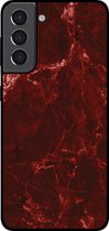 Smartphonica Telefoonhoesje voor Samsung Galaxy S21 met marmer opdruk - TPU backcover case marble design - Rood / Back Cover geschikt voor Samsung Galaxy S21