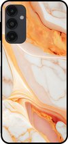 Smartphonica Telefoonhoesje voor Samsung Galaxy A14 met marmer opdruk - TPU backcover case marble design - Oranje / Back Cover geschikt voor Samsung Galaxy A14