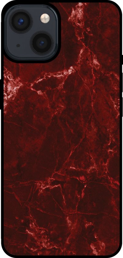 Smartphonica Telefoonhoesje voor iPhone 13 met marmer opdruk - TPU backcover case marble design - Rood geschikt voor iPhone 13