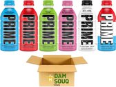 PRIME Hydration Drink Bottle Mix Pack 6 types (framboise Blue , glace pop, citron vert, méta lune, fraise pastèque, punch tropical) (Royaume-Uni) (BOUTEILLE DE DÉPÔT) (6x500ML) + 1x 330ML Fanta Peach