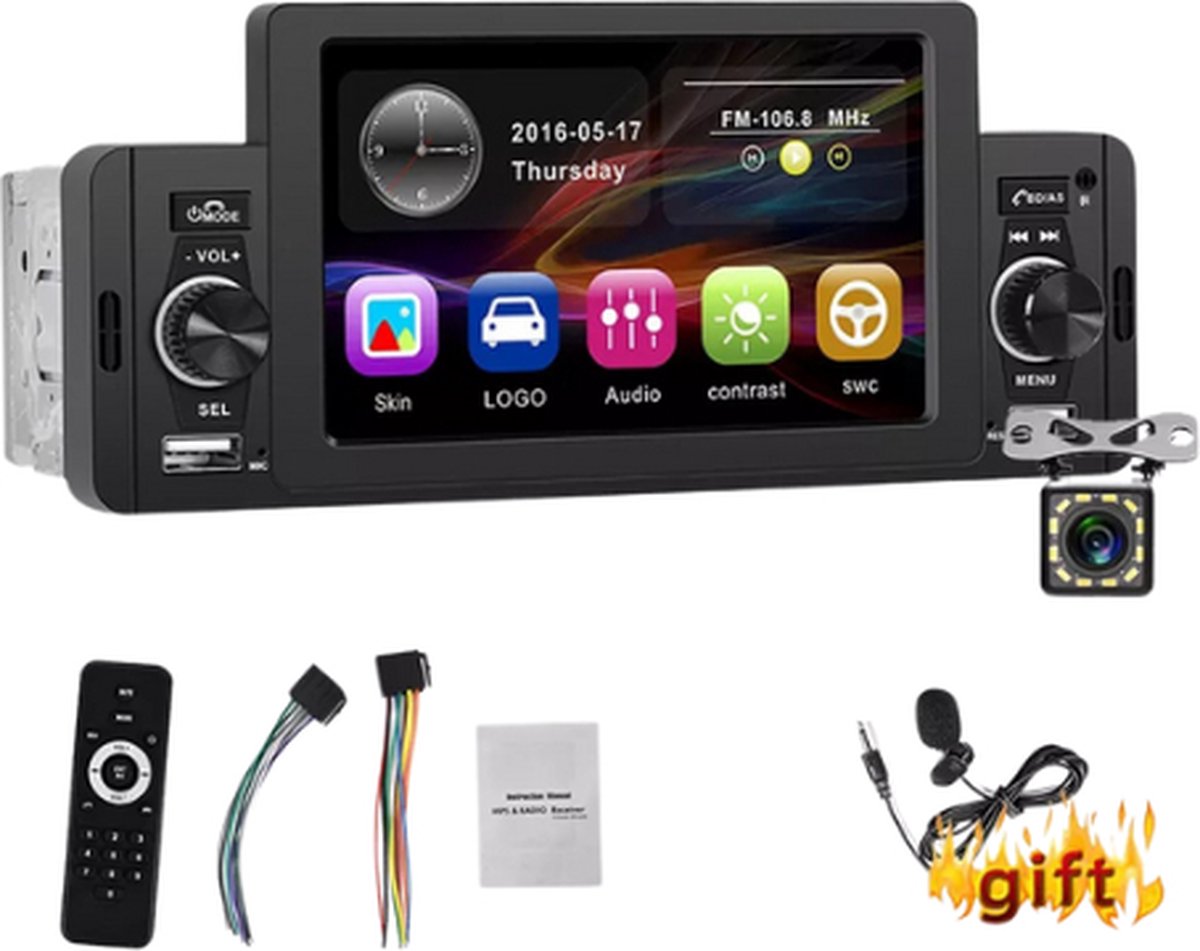 FineandFair Autoradio - 1 DIN - Apple Carplay - Android Auto - Bluetooth - USB - Camera - 5
