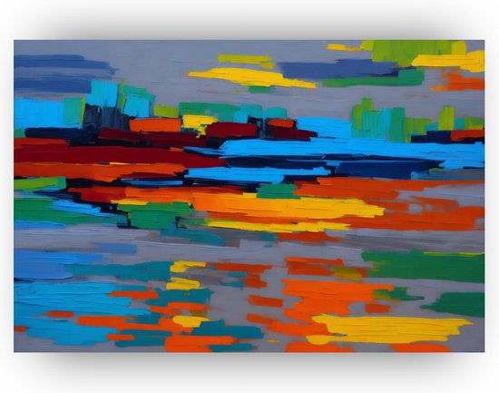 Abstract kleurrijk poster - Poster kleurrijk - Skyline poster - Abstracte posters - Muurdecoratie kleurrijk - Woonkamer posters - 90 x 60 cm