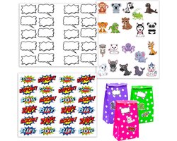 64 Grappige Stickers voor Verjaardagstassen - Kindernaamstickers - Etiketten voor Geschenkzakken