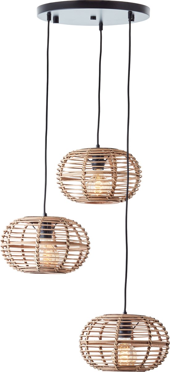 Brilliant hanglamp Woodball rotan ⌀28cm 3xE27