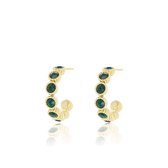 Gold coloured earrings with green stones