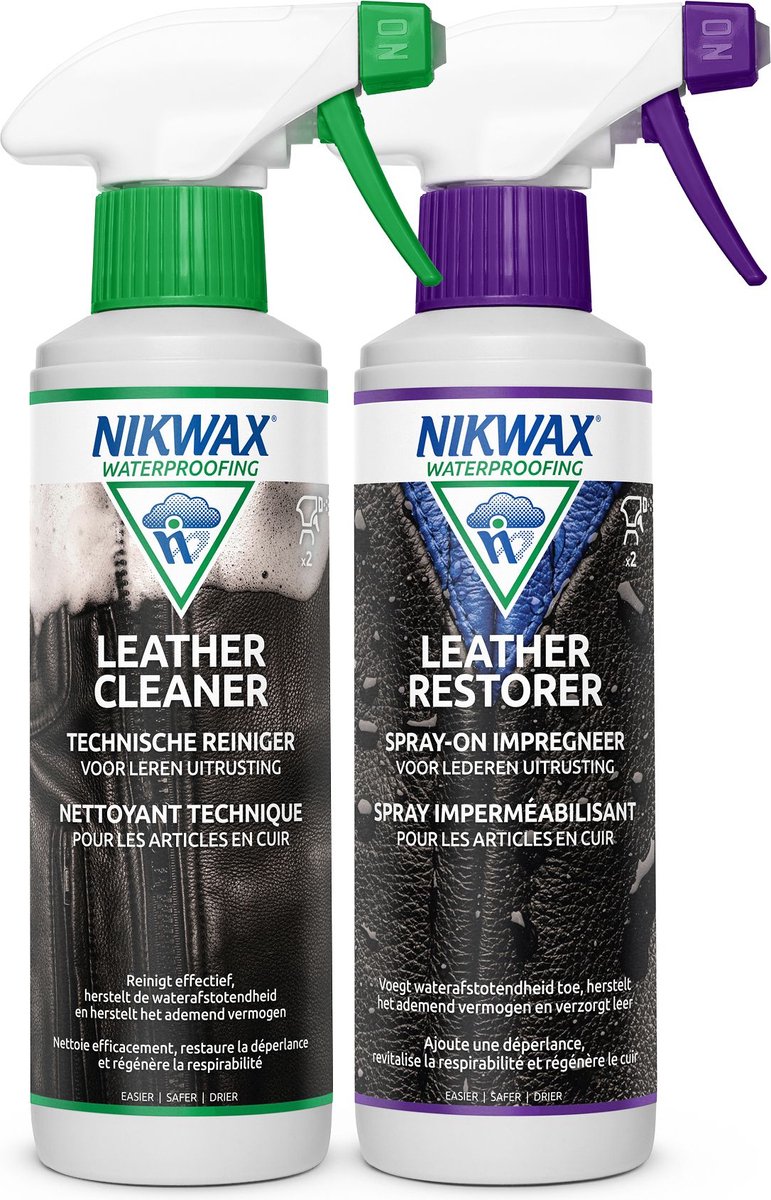 Nikwax Twin Leather Cleaner 300ml & Leather Restorer 300ml - 2-Pack