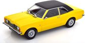 Het 1:18 gegoten model van de Ford Taunus L Sedan uit 1971 in geel met matzwart. De fabrikant van het schaalmodel is KK Scale. Dit model is alleen online verkrijgbaar
