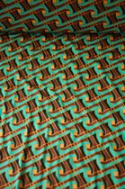 Tricot viscose met groene abstracte print 1 meter - modestoffen voor naaien - stoffen Stoffenboetiek
