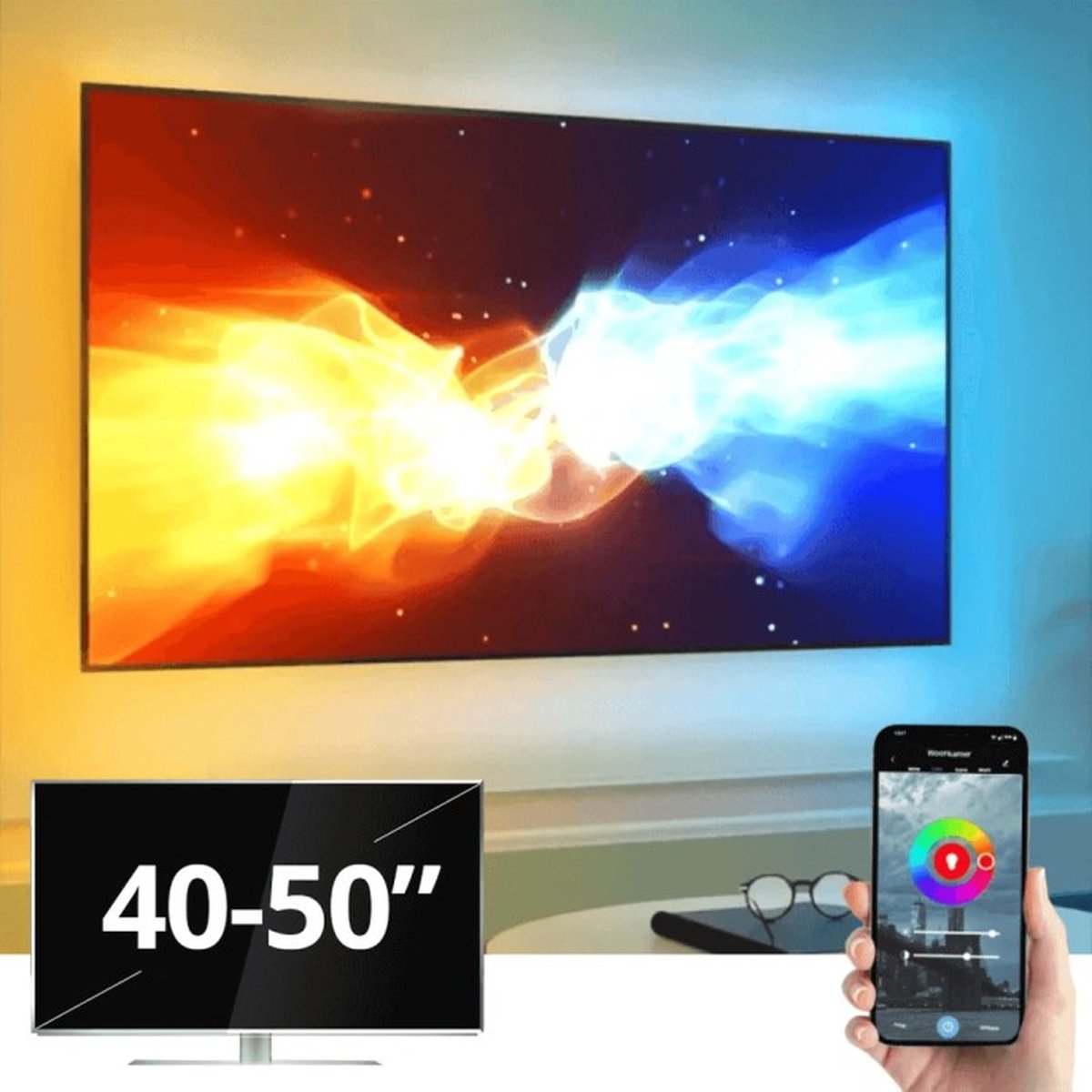 Ambilight TV led strip set 40-50 inch (102 - 127 cm) - RGB + Warm & Koud Wit - Complete set - Direct verbinden met wifi (2,4 GHz) - Werkt met de Smart Life App - Gaming lamp - Gaming Light led strip - Gaming accessoire