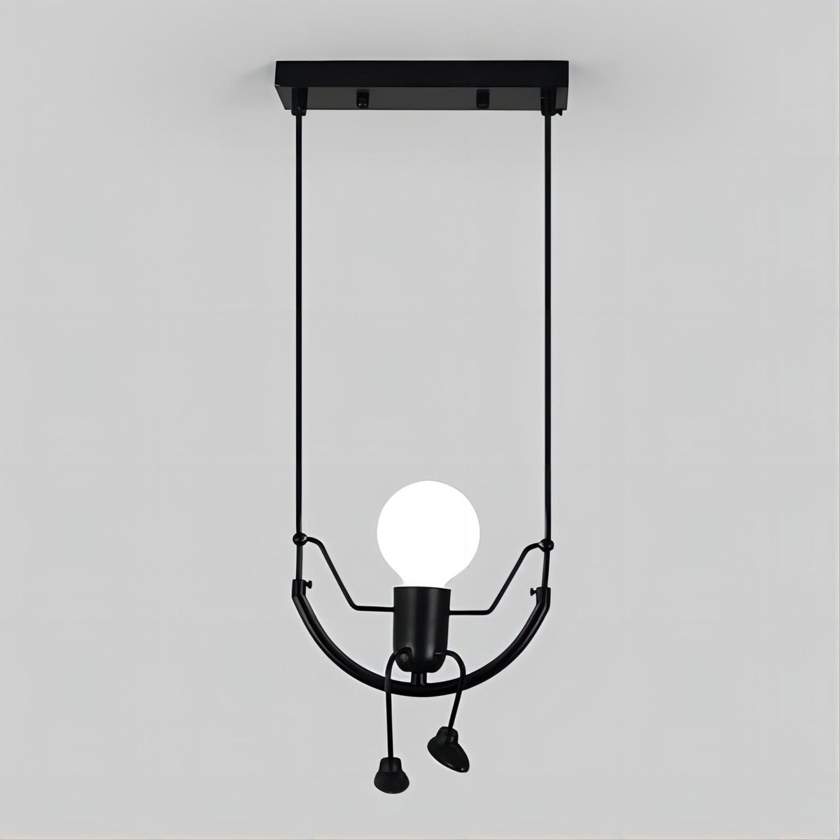 Goeco Hanglamp - 100cm - Medium - E27- Black Humanoid Hanglamp - Max 60W - Lamp niet inbegrepen