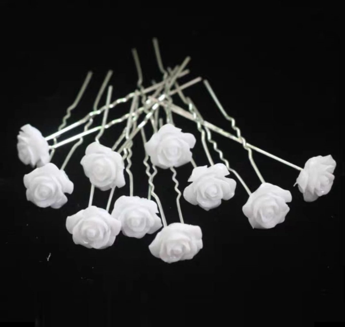 Haarpinnen zilver ivoor ROOSJE 12 stuks - Haar accessoire - Haarsieraden Bruiloft Bruid Bloem - Bruid Haarpinnen zilver U-vormige- Haarpinnen zilver Parel | Bruid haar versiering| Gelegenheid