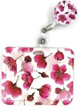Badgeholder - Kaart houder werk - Roze rozen - Horizontaal incl trekkoord - Valentijn Cadeau - pashouder - Cardholder