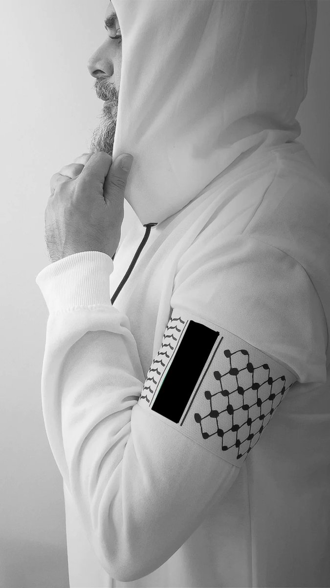 Palestina Zwart/Wit Solidariteitsband Captainband Aanvoerdersband | Klittenband | One Size | Arm band for Palestine support with a Kofeyah Inspired design