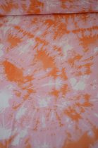 Viscose roze en oranje tie dye print 1 meter - modestoffen voor naaien - stoffen Stoffenboetiek