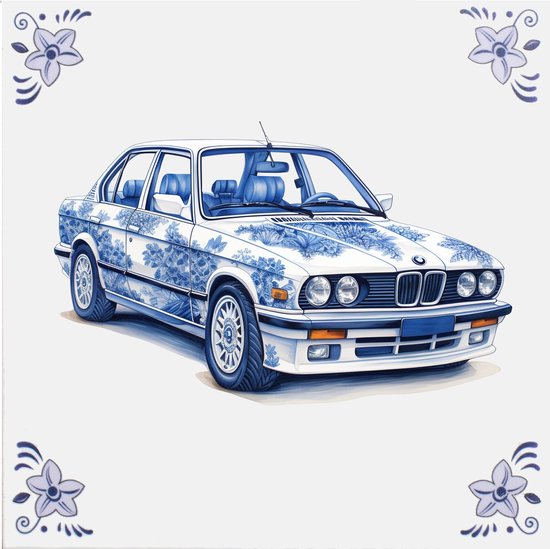 Delfts blauw tegeltje BMW design