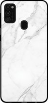 Smartphonica Telefoonhoesje voor Samsung Galaxy M21 met marmer opdruk - TPU backcover case marble design - Wit / Back Cover geschikt voor Samsung Galaxy M21