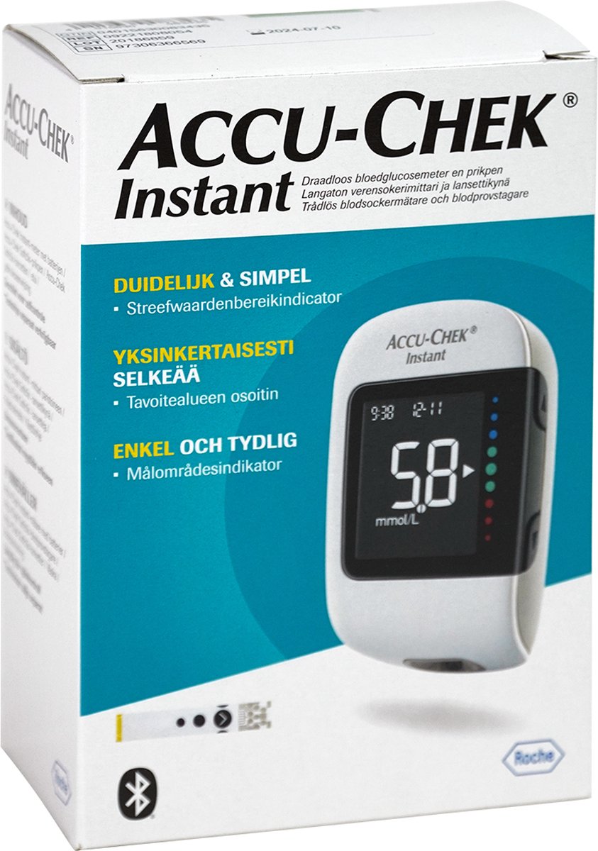 Startset Accu-Chek Instant - Het testen duurt 4 seconden - Hoeveelheid bloed 0.6µl Teststrips zijn niet inbegrepen - Accu Chek