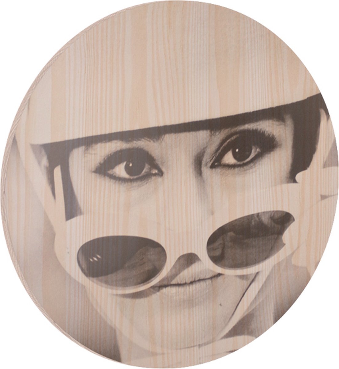 Muurcirkel Hout Audrey Hepburn 80cm
