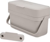 Prullenbak/ poubelle 4L - suspendue - cuisine, salle de bain, voiture - avec poignée et ouverture d'aération - plan de travail composteur - couleur pierre/beige