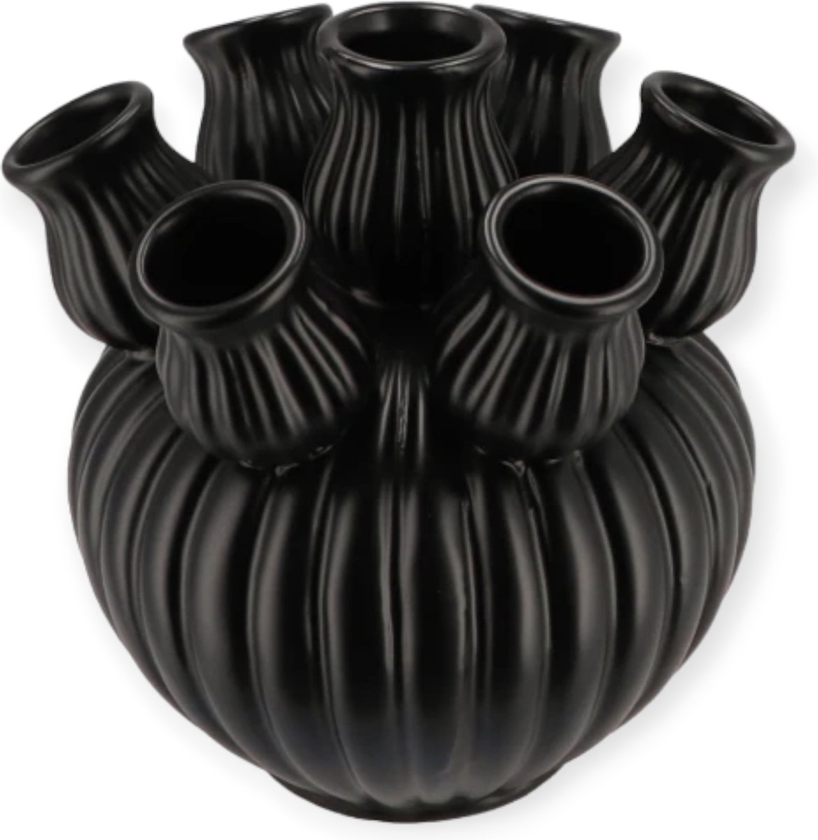 Amsterdamse Tulpenvaas - Vaas- Zwart - 18x17cm - Keramiek