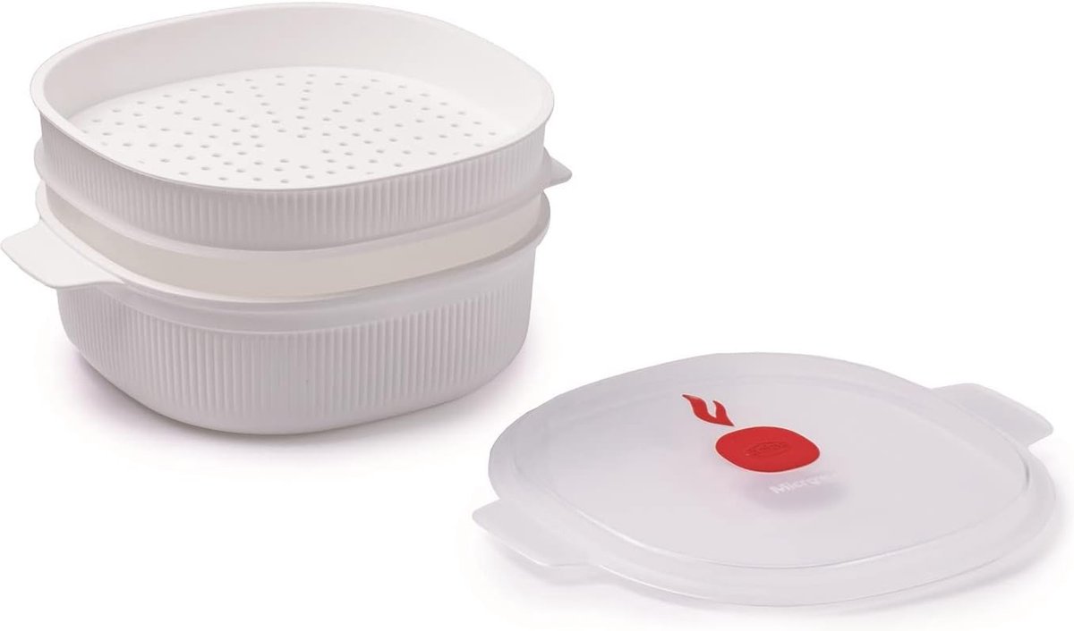 Cuiseur Vapeur Micro-ondes PRITOK 4L - 2 Récipients Avec Tamis, Cuisson Saine Et Rapide