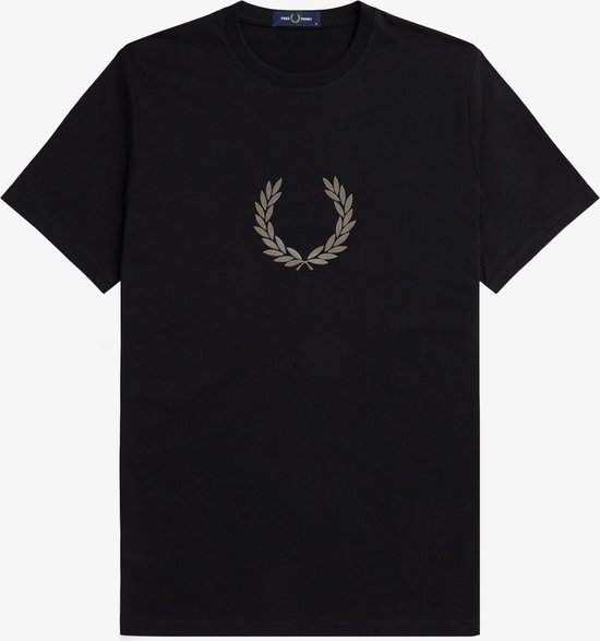 T-shirt Gra avec couronne de laurier floqué - Zwart - M