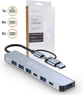 Rilux® USB-Hub 7 in 1 – USB-Splitter - 2 USB-C - 5 USB - USB-3.0 - USB Adapter - Mac/Windows - Aluminium