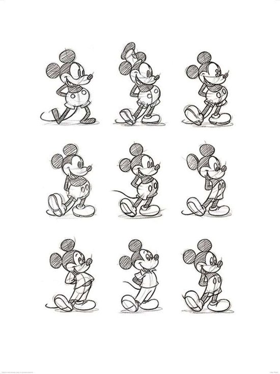 Pyramid Poster - Mickey Mouse Sketched Multi - 80 X 60 Cm - Multicolor