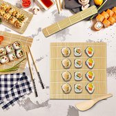 Sushi Mat, 6 stuks sushi maker kit, sushi bamboe mat, sushi rol, milieuvriendelijke sushi mat bamboe, zelfgemaakte set, sushi set beginners, sushi starterset, sushi maker set voor beginners