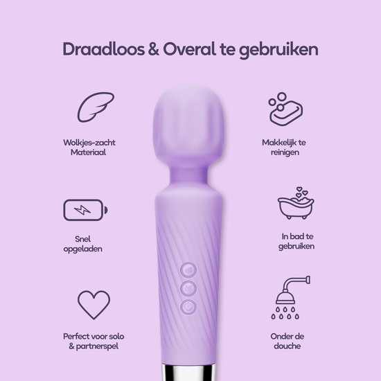 Eva® Personal Massager - Magic Wand - Vibrator voor Vrouwen - Krachtige Clitoris Stimulator - 75% Intensere Stimulatie - 20 Standen - Fluisterstil - Sex Toys voor Vrouwen - Seksspeeltjes - Cadeau voor Vrouw - Sensuele Audio - Lavender Purple