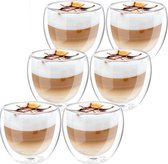 6 Dubbelwandige glazen - dubbelwandige koffieglazen - espressokopjes, glas - set van 6 - inhoud 250ml