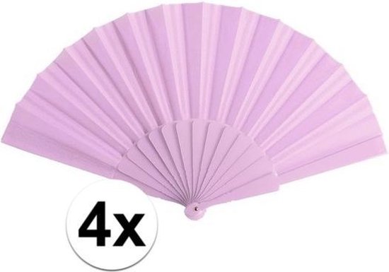 4x Spaanse handwaaier lichtroze 23 cm - Festival waaier - Spaanse waaier