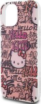 Hello Kitty iPhone 15 TPU Back Cover hoesje – Graffiti Tags – Roze