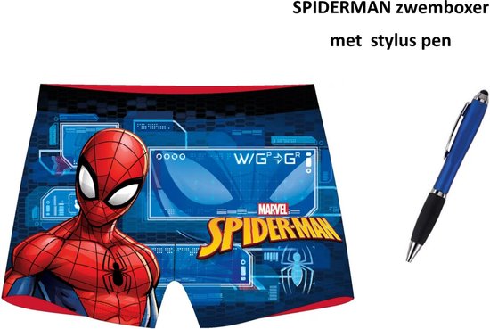 Spiderman Zwemboxer - Spider-Man Zwembroek - Marvel. Met Stylus Pen. Maat 104/110 cm - 4/5 jaar