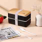 Boîte à bento boîte à déjeuner 1400 ml, boîte à bento japonaise avec compartiments, boîte à déjeuner pour Adultes, boîte à bento boîte à pain japonaise avec Couverts, brotdose avec fächern