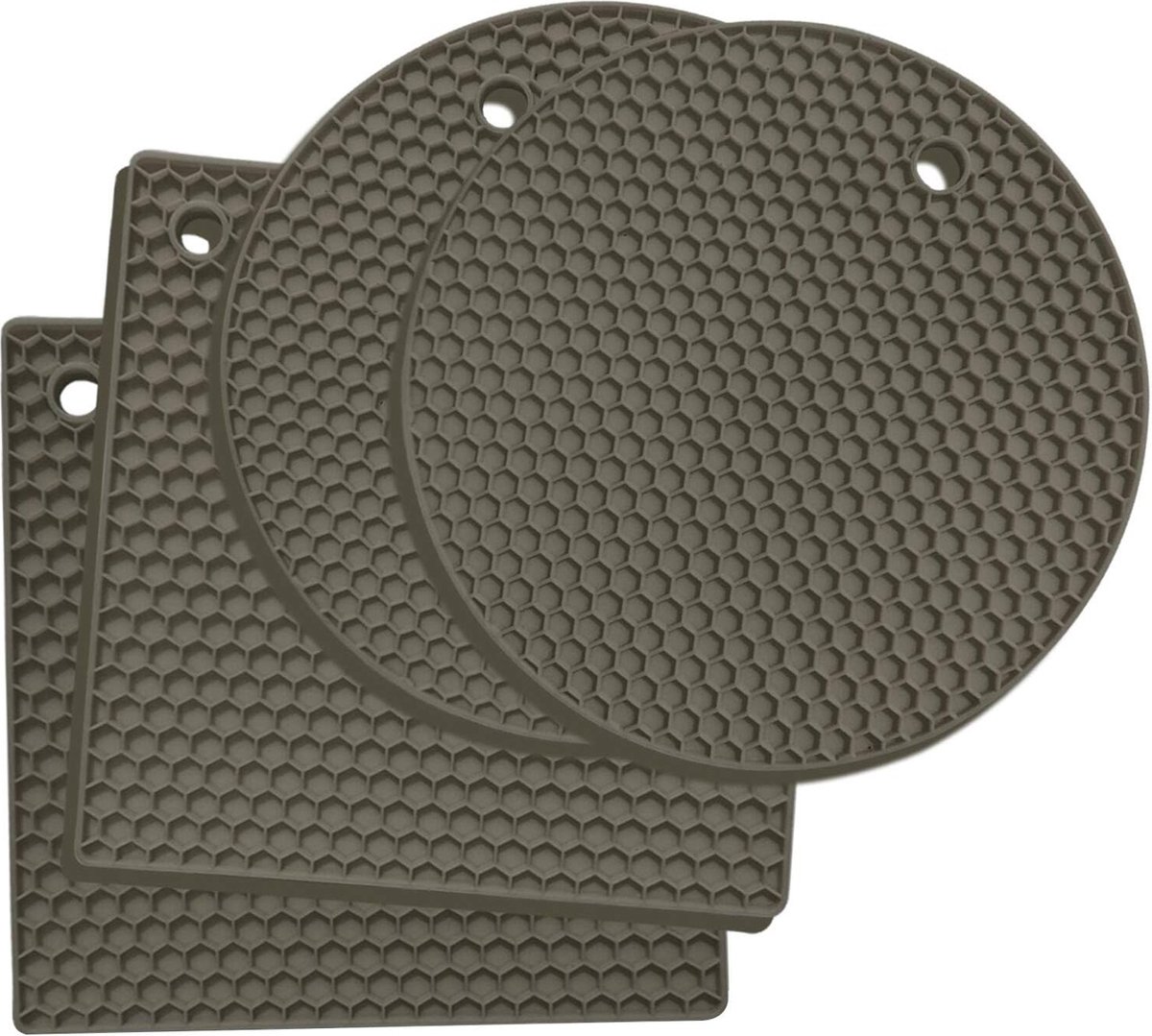 flintronic Set van 4 siliconen onderzetters - Vaatwasmachinebestendig - Hittebestendig - Antislip en hittebestendig tot 250 °C - Honingraatpatroon - Grijs flintronic Set van 4 siliconen onderzetters - Vaatwasmachinebestendig - Hittebestendig - Antislip en hittebestendig tot 250 °C - Honingraatpatroon - Grijs